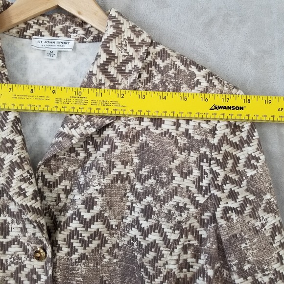 Vtg St John Sport Pant Suit Women M Brown Basket Weave Straight Leg USA Eclectic - Picture 10 of 16